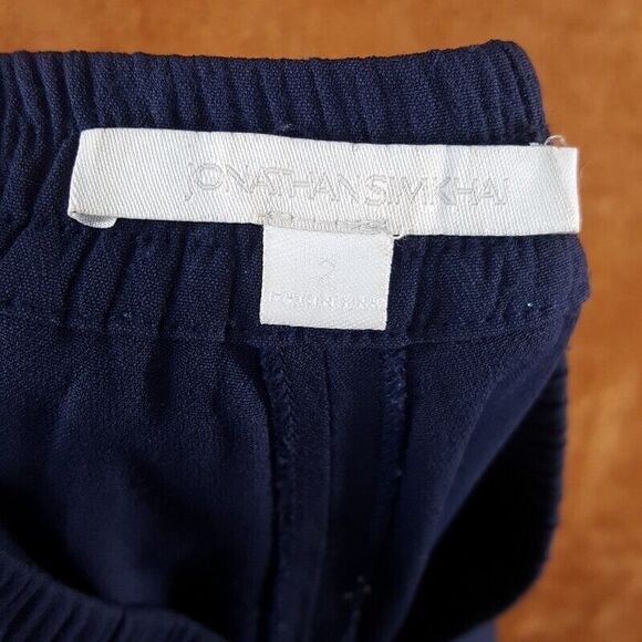 JONATHAN SIMKHAI Womens Pants Size 2 Blue Pull On Slim Leg Gathered Tie Ankle - Picture 8 of 10